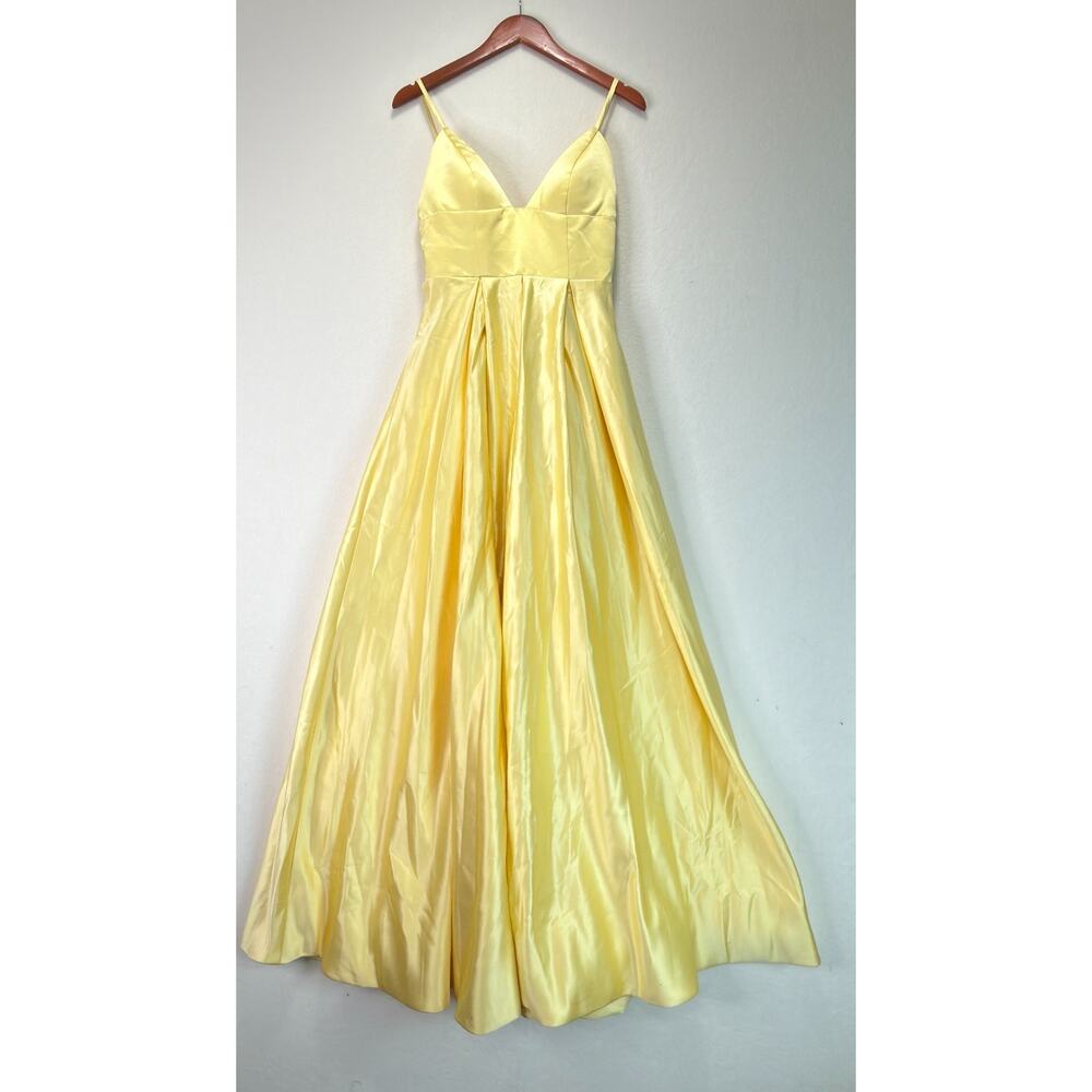 Yellow Satin Formal Gown Maxi Dress **Size Unknown**